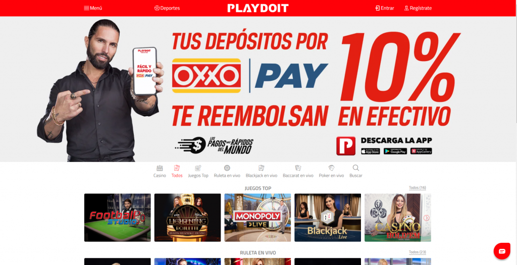 Casino Playdoit, página principal